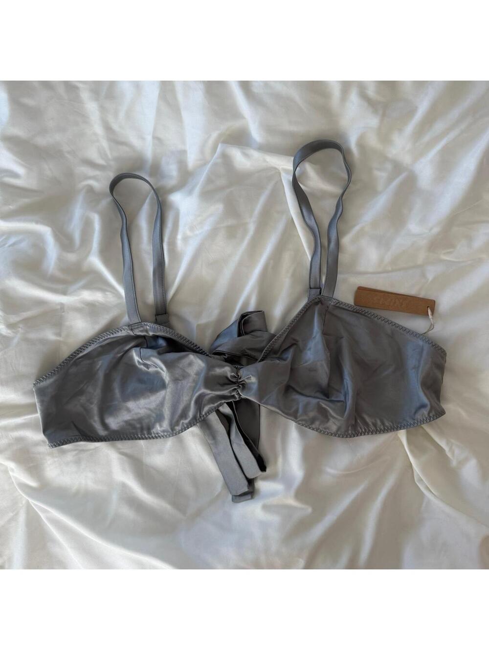 Skims woven shine front scrunch satin bralette nwt size 2XL